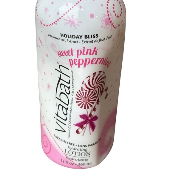 Vitabath Holiday Bliss Sweet Pink Peppermint Hydrating Lotion 12 oz - Picture 3 of 6